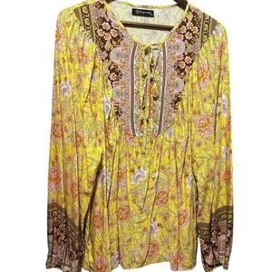 Kaywide Women Boho Floral Babydoll Tunic Top‎ XXL Cottagecore Festival Hippie